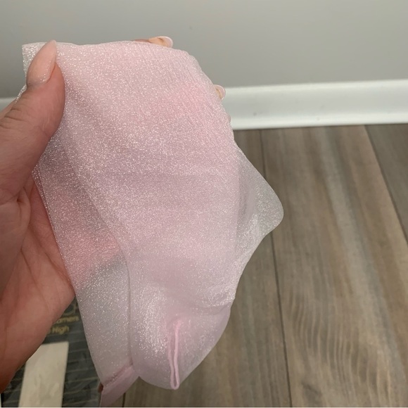 NWT Vtg Givenchy 2 pack knee high sheer gleamer tights shimmer pink silver - Picture 2 of 3